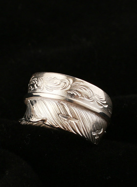 一休高桥吾郎风格纯银羽毛戒指