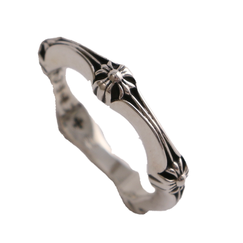 一休老银匠 S925纯银 十字花鱼骨戒指 潮流 朋克风格 戒指 男女款 - 图3