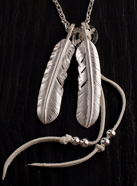 高桥吾郎纯银羽毛项链同款套装