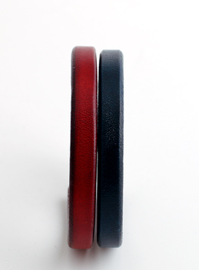 一休老银匠枣红藏青银钩皮手环