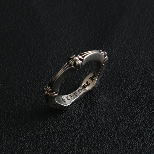 一休老银匠 S925纯银 十字花鱼骨戒指 潮流 朋克风格 戒指 男女款 - 图0