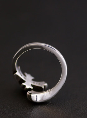 老银匠十字架开口戒指朋克男女款