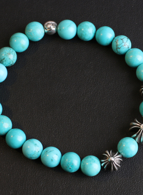 一休十字花珠原矿优化松石手链