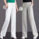 Summer thin pure cotton and linen trousers, wide-leg trousers, women's large size fat MM casual pants, slim straight-leg loose trousers, black