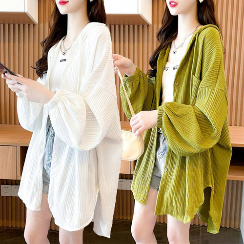 大码女装中长款连帽薄款外套女春秋新款韩版宽松百搭休闲开衫上衣 - 图0