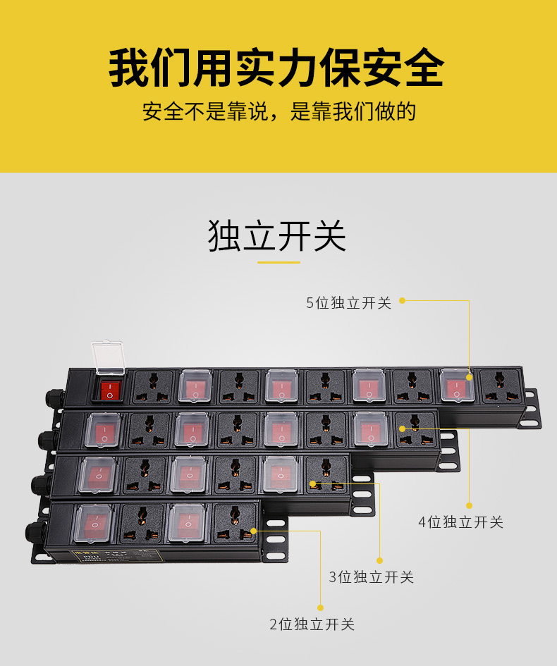PDU机柜电源插座24568位10A16A独立开关鱼缸专用多功能接线板定制 - 图0