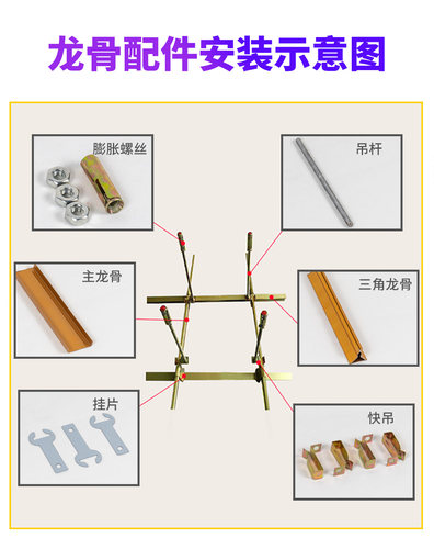 铝扣板吊顶龙骨架子辅材集成吊顶配件三角龙骨主龙骨角线全套辅料 - 图0
