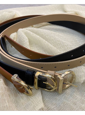 南瓜谷小牛皮金扣皮带