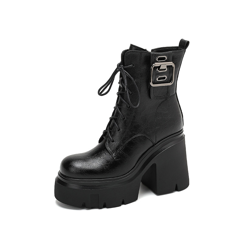 12cm内增高马丁靴女废土风复古牛皮超高跟短靴防滑加绒洋气时装靴,淘宝优惠券,粉丝福利购,淘宝优惠卷