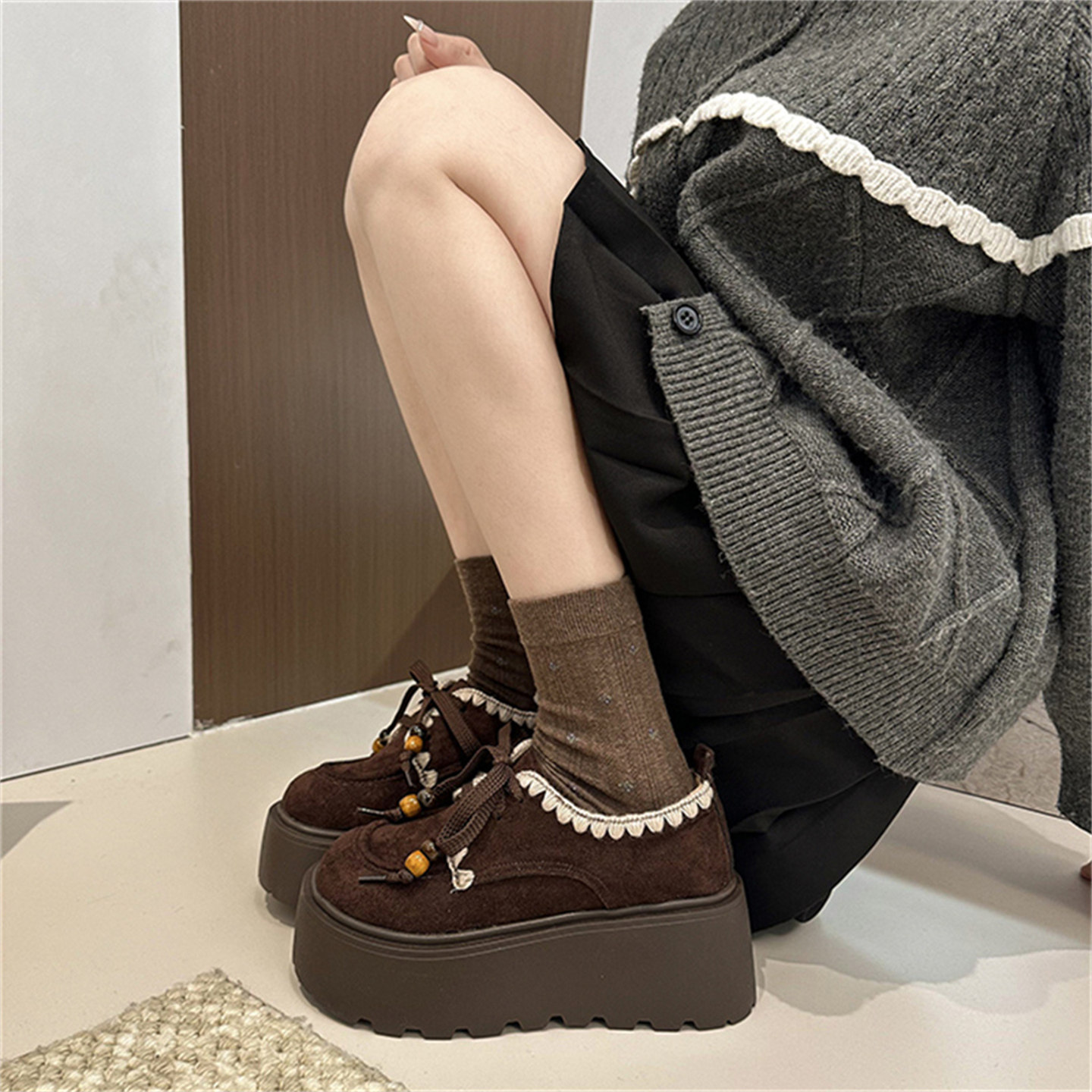 厚底增高勃肯鞋女2026年春季新款时尚小个子单鞋高级感百搭乐福鞋,淘宝优惠券,粉丝福利购,淘宝优惠卷