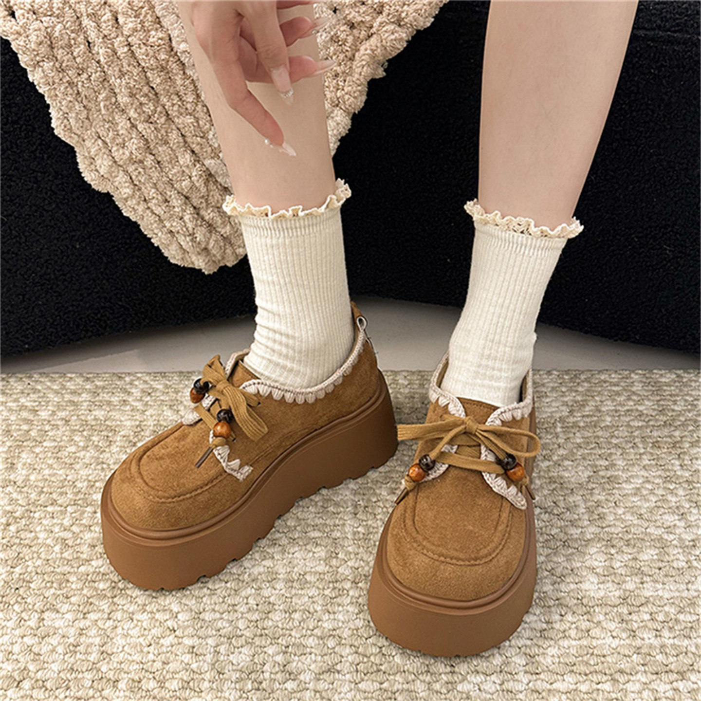 厚底增高勃肯鞋女2026年春季新款时尚小个子单鞋高级感百搭乐福鞋,淘宝优惠券,粉丝福利购,淘宝优惠卷