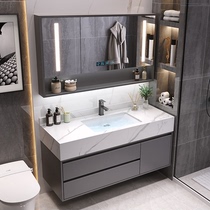 Smart Bath Room Cabinet Combination Light Extravagant Wash Wash Face Rock Plate Modern Minima Wash Terrace Basin Cabinet Toilet Cover Hanging Wall