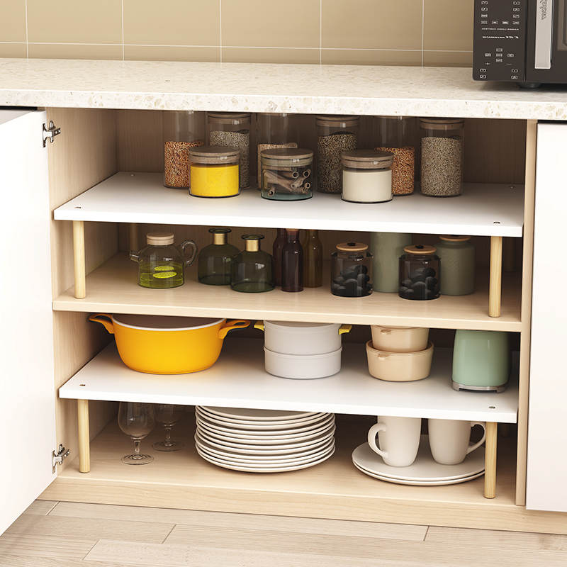 厨房桌面置物架电脑增高架微波炉电饭煲收纳架子家用橱柜收纳隔板 - 图1