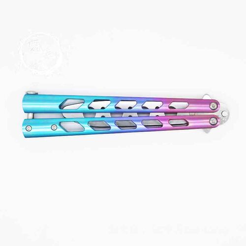 THEONE天使蝴蝶刀【冠绝天balisong】钛合金一体式花式未开刃甩刀 - 图2