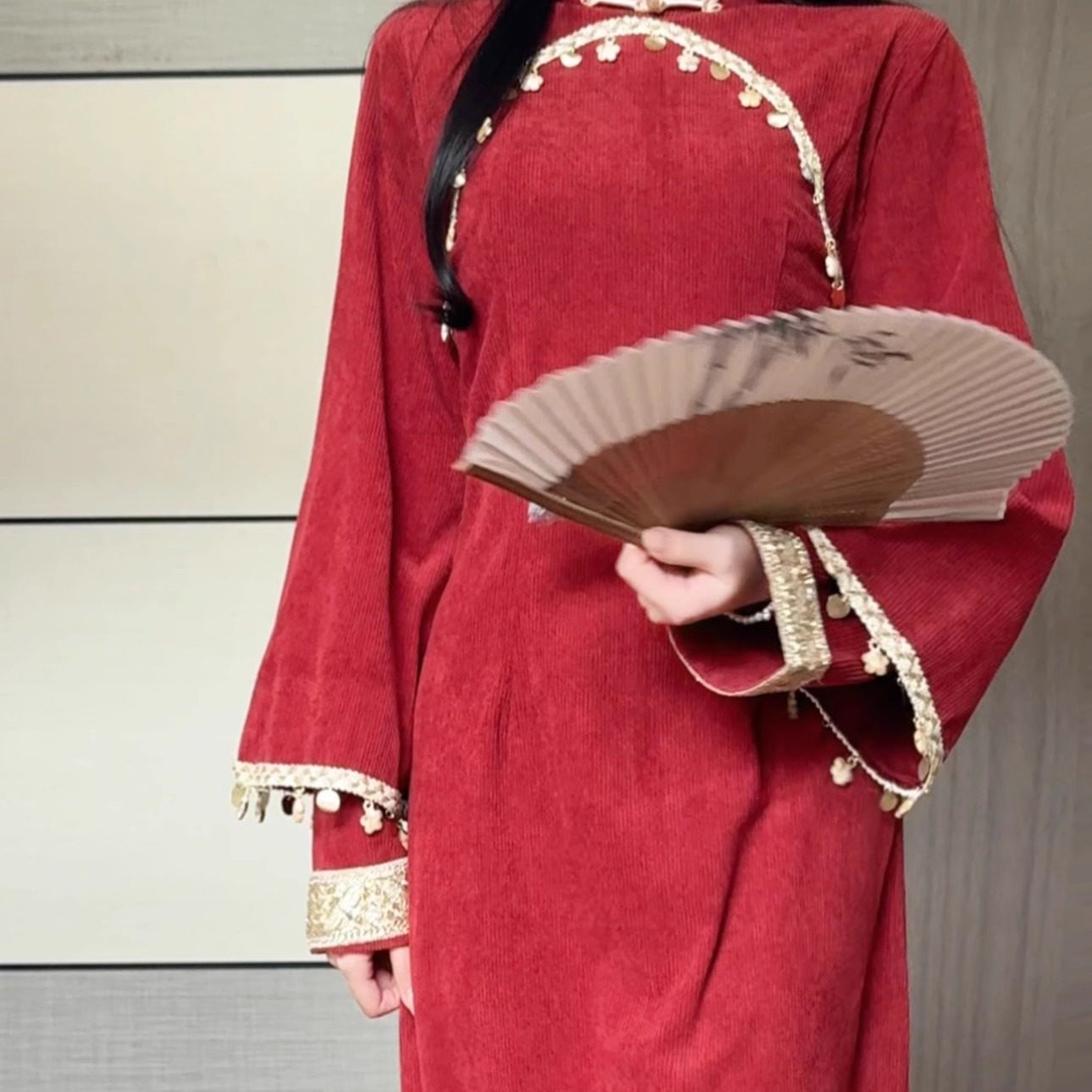 抹茶麻薯2025年秋冬季新款改良马甲旗袍复古民国风灯芯绒少女长裙,淘宝优惠券,粉丝福利购,淘宝优惠卷