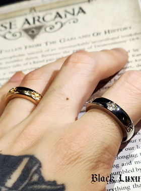 黄金色电镀情侣戒指十字架简约