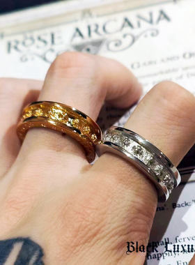 电镀白金色戒指十字架镀金摇滚