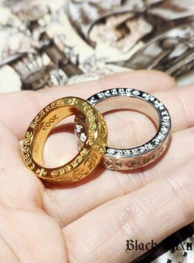 电镀十字架白金色戒指欧美