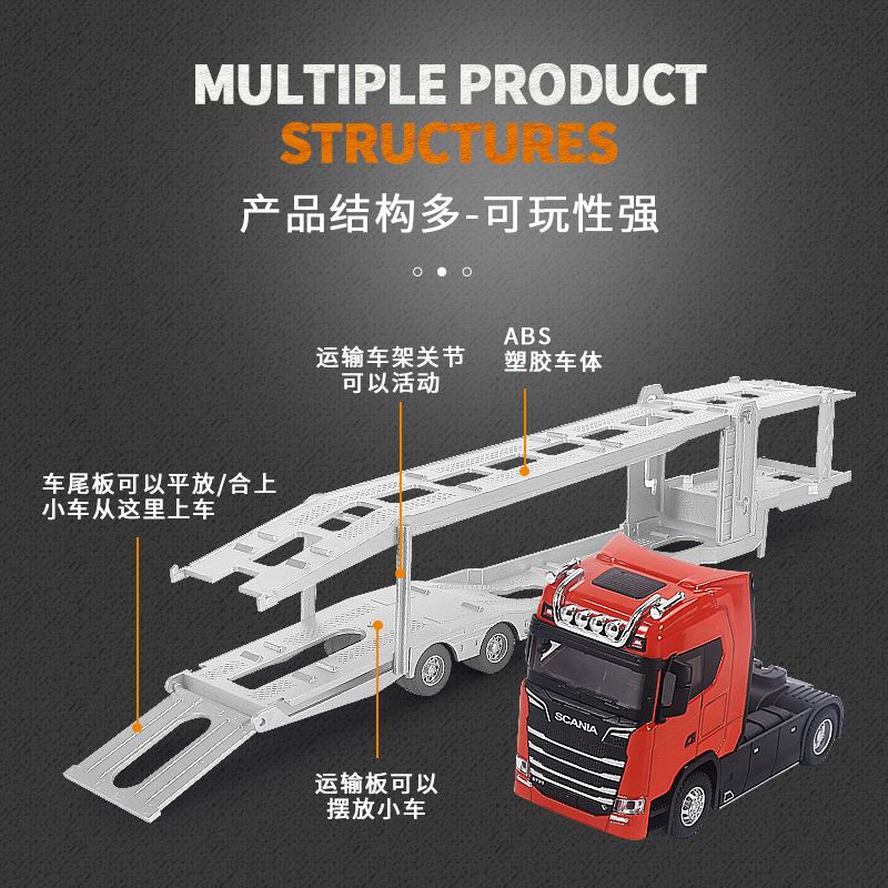 斯堪尼亚S730拖头双层运输车合金集装箱货柜汽车模型儿童玩具礼物 - 图1