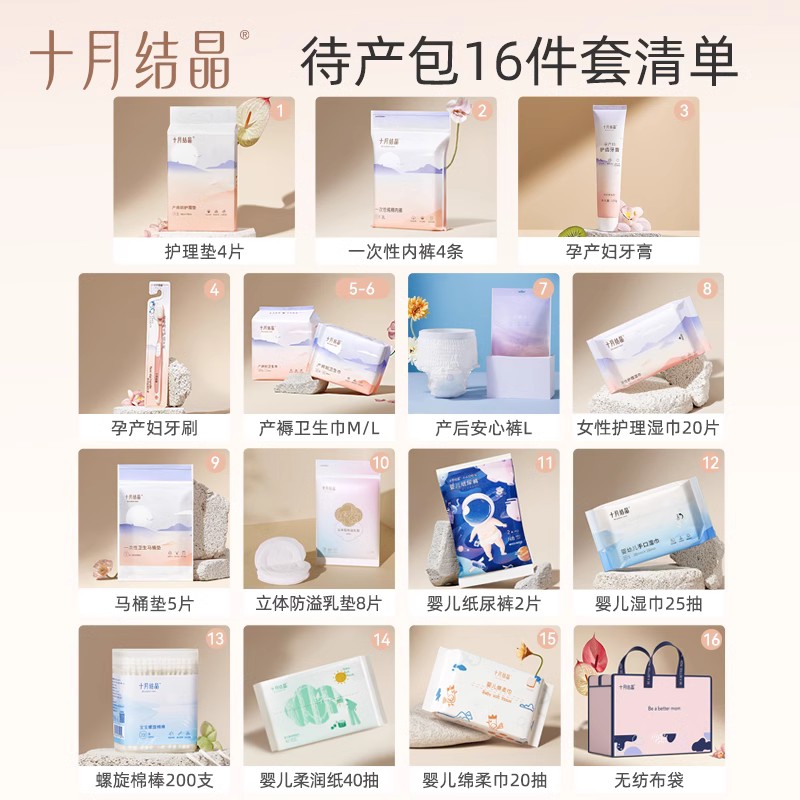 十月结晶待产包四季款产妇用品妈咪入院用品孕妇产后棉柔20件套 - 图0