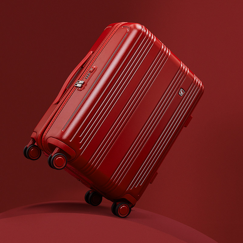 爱华仕大红色新娘结婚密码拉杆箱子 爱华仕旅行箱