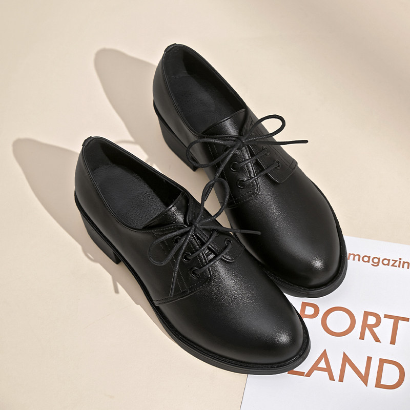 春秋季新款女鞋真皮单鞋粗跟英伦软底休闲中年女士皮鞋妈妈工作鞋,淘宝优惠券,粉丝福利购,淘宝优惠卷