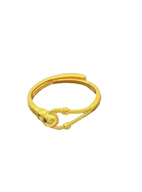 新款金色半链可调节简约小众戒指