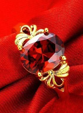 花边红砖金色锆石民族风戒指