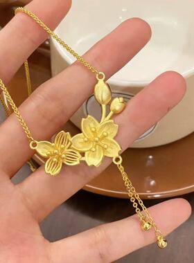 双生花朵项链女款高级简约