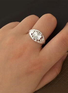 时尚蔷薇银戒复古爱心开口