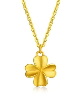 新款磨砂四叶草金O字链女项链