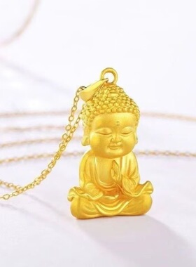 新款如来坐佛金色O字链吊坠