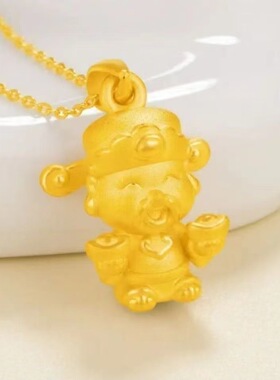 新款元宝财神爷金色O字链吊坠