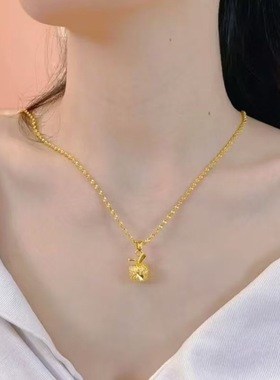 黄铜镀金磨砂苹果项坠女士礼物