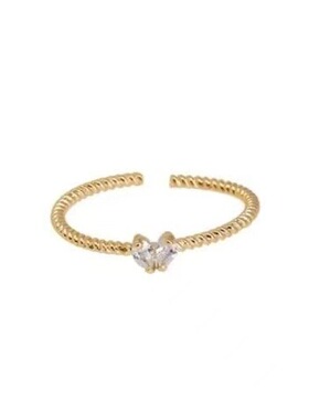 2026新款锆石爱心金色戒指