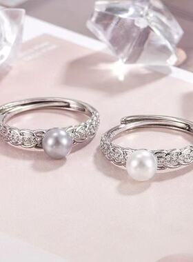 时尚麦穗锆石珍珠戒指
