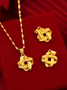 新款同心结金色水波链