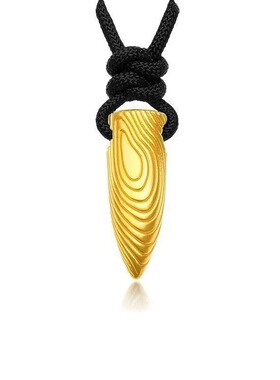 新款素纹子弹头金色吊坠项链