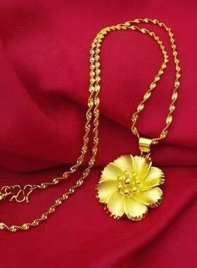 金色太阳花水波链项链