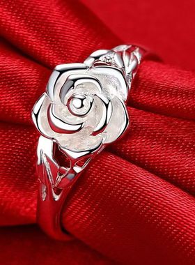 香港新款银色花朵可调气质女戒