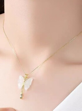 白玉蝴蝶金色项链5162