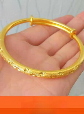 官方正品沙金满天星推拉手镯沙金色手环生日礼送妈妈水洗久不掉色