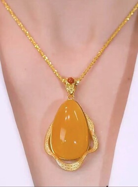 水滴冰黄复古锁骨链44