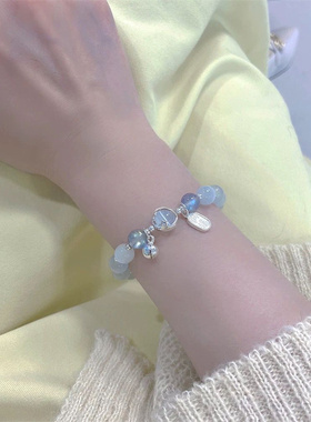 女猫眼手链纯银甜美星铃铛手串