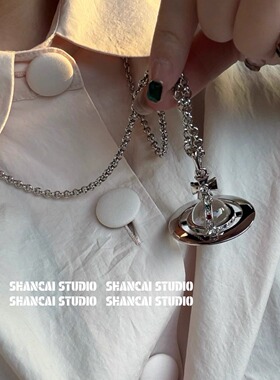 甜美百搭~SHANCAI透明球立体orb土星项链choker叠戴锁骨链毛衣链