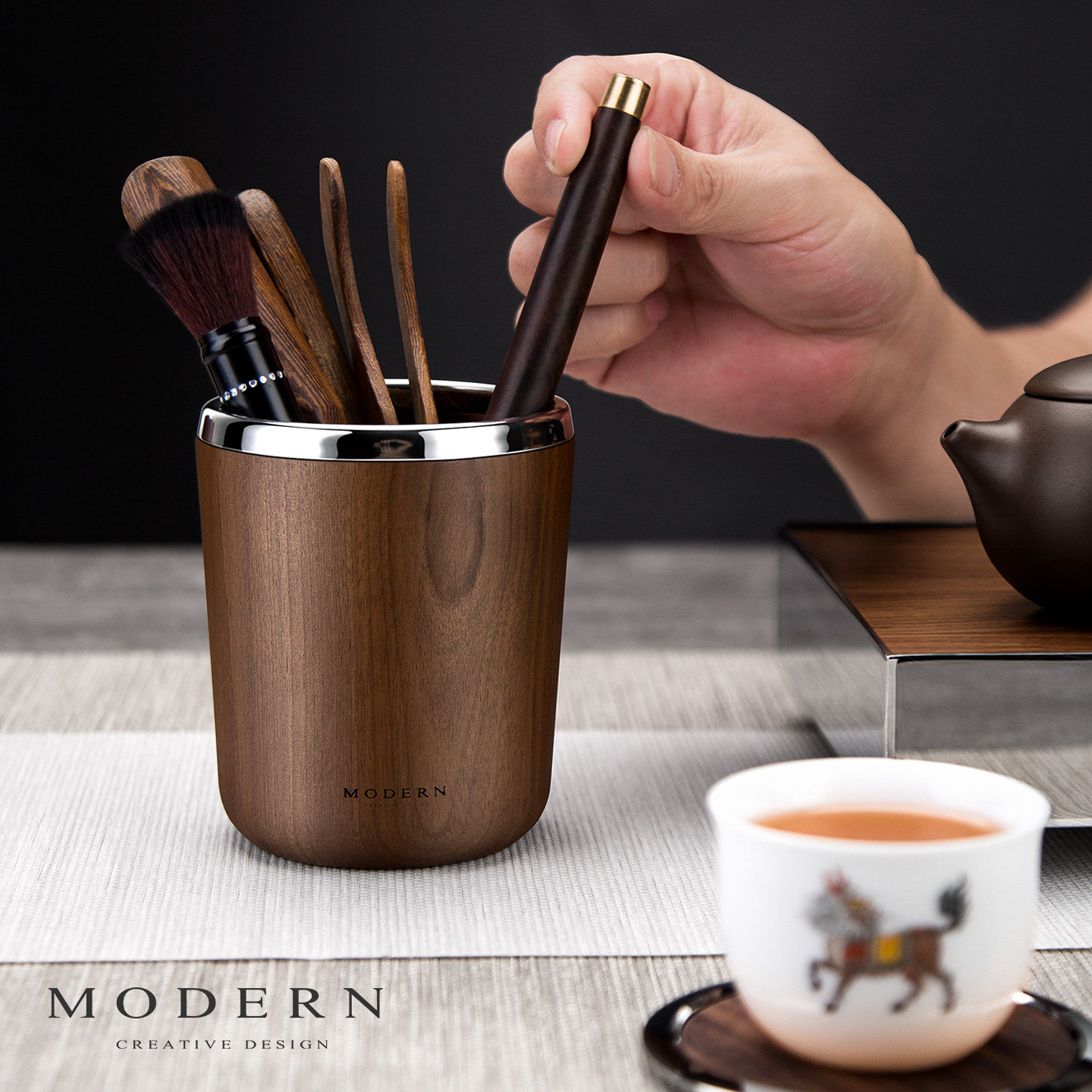 摩登MODERN原创轻奢如意系茶具茶艺泡茶茶勺茶针养壶笔收纳筒配件,淘宝优惠券,粉丝福利购,淘宝优惠卷