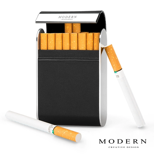 Немецкая современная сигарета из нержавеющей стали мужчина креативная кожаная сигаретная коробка Ultra -Thin Cigarette Box 16/16/20