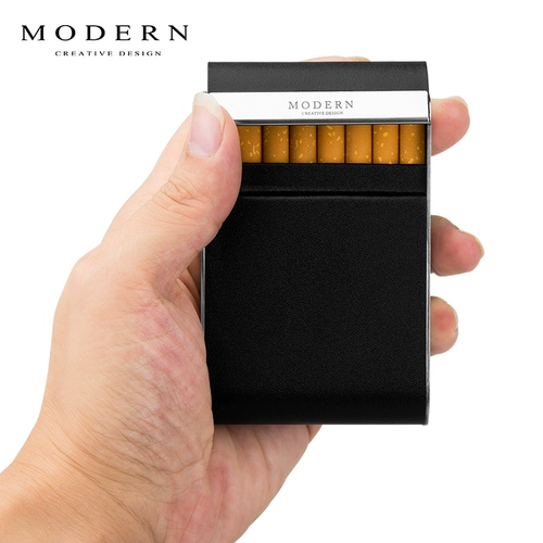 Немецкая современная сигарета из нержавеющей стали мужчина креативная кожаная сигаретная коробка Ultra -Thin Cigarette Box 16/16/20