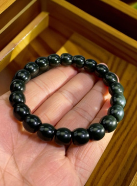 新疆和田玉塔县黑青玉手串玉质细腻油润颜色正尺寸10mm男女同款式
