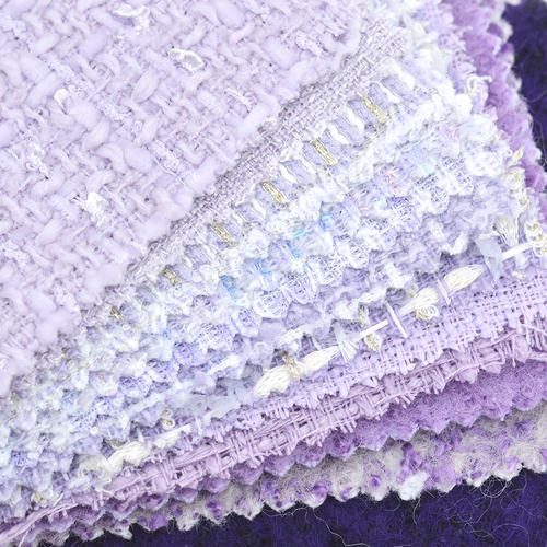 浅紫色系小香风圈圈呢半米 春秋粗纺外套面料 娃衣手工DIY布料 - 图0